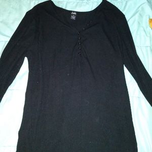 justify button top ribbed black long sleeve XL